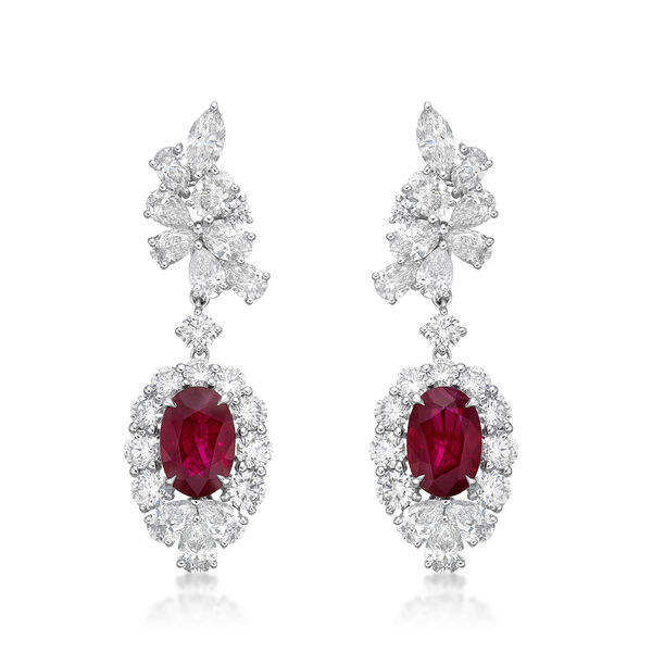 Ruby and Diamond Cascade Earrings